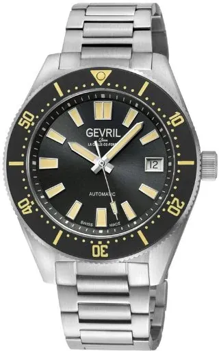 GEVRIL Mariner Row Swiss-made Automatic Black Dial Men's Watch