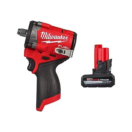Milwaukee M12 FUEL 12V Brushless Stubby 1/2" Impact Wrench w/ 5.0 Ah Battery
