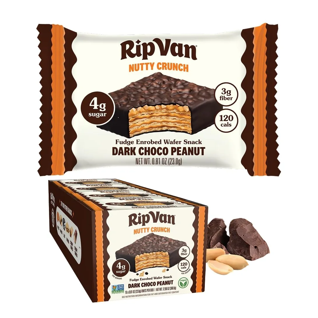 Rip Van Nutty Crunch Dark Choco Peanut Butter Wafer 16 Pack
