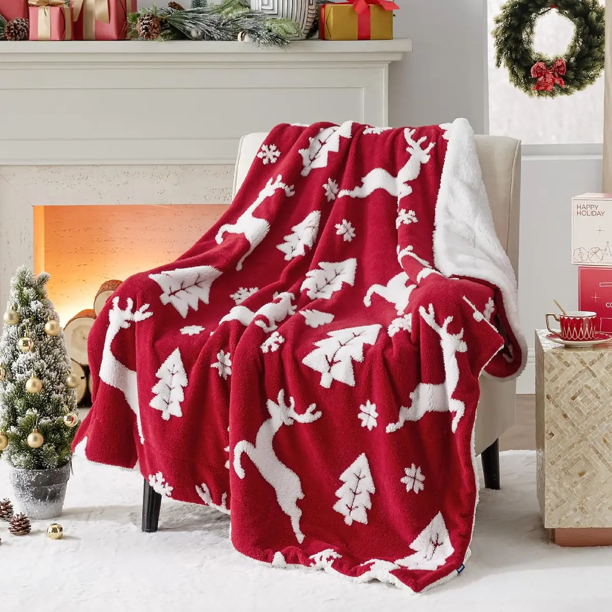 Christmas Sherpa Throw Blanket