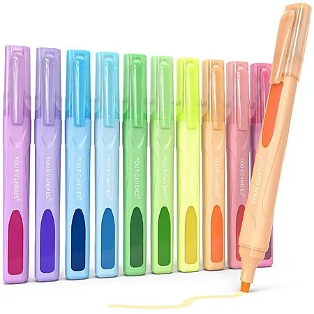 10-Count Four Candies No-Bleed Chisel Tip Highlighters (Assorted Colors)