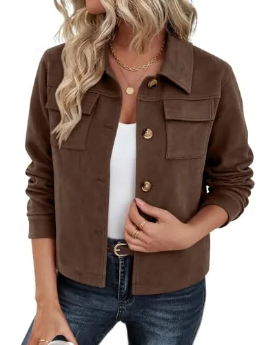 Zeagoo Faux Suede Cropped Jacket