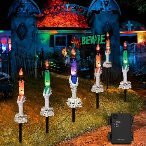 Halloween Outdoor Lighted Candle Stake - 6-Pack