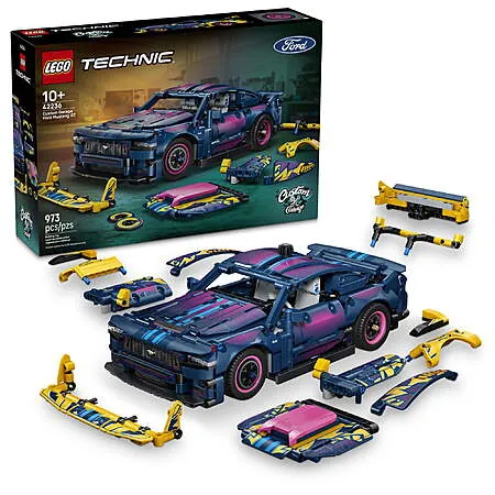 973-Pc LEGO Technic Custom Garage Ford Mustang GT Building Car Set