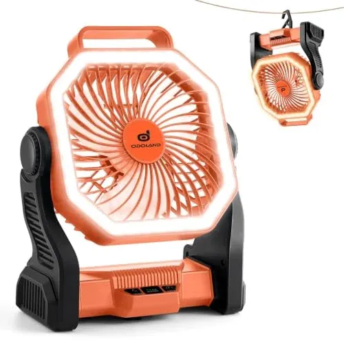 20000mAh Camping Fan with LED Lantern, Orange