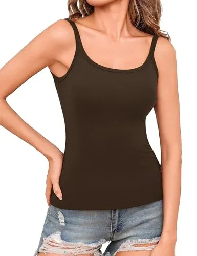 Totatuit Women Camisole Ribbed Square Neck Tank Top