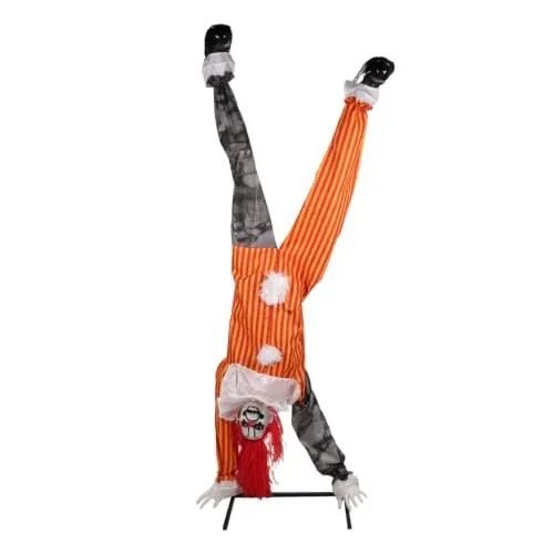 Haunted Hill Farm 7.2-Ft. Upside Down Clown Halloween Animatronic