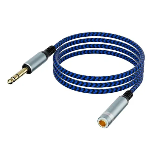 6' TRS Male to Female 1/4" Stereo Audio Extension Cable (Blue/Black)