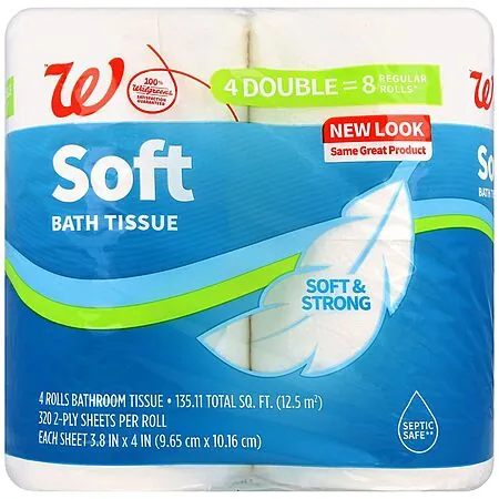 4-Ct Walgreens 2-Ply Double Regular Soft Bath Tissue Roll (302 Sheets/Roll)