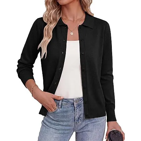 Grace Karin Lapel Collar Button Down Cardigan Sweater (Various Colors)