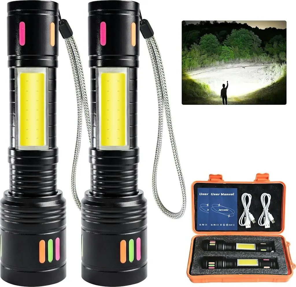 Rechargeable 1000-Lumen LED Flashlight 2-Pack