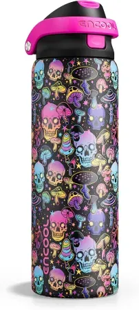 32oz ENCOOL Insulated Stainless Steel Water Bottle w/ Straw & Dual-Sip Lid