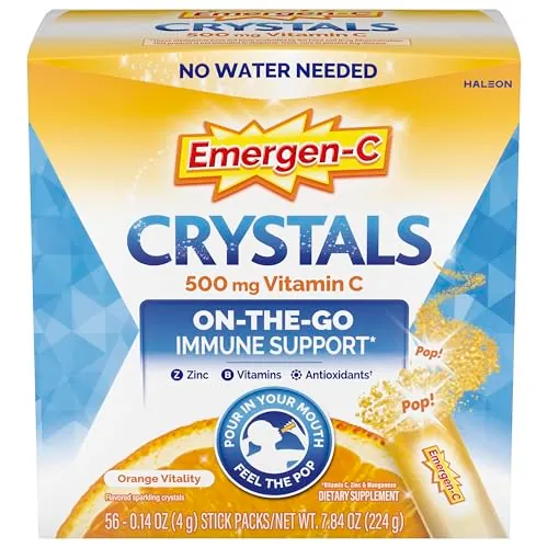 Emergen-C Vitamin C 500mg Immune Support Crystals Orange 56 Packets