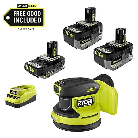 5" Ryobi ONE+ HP 18V Brushless Random Orbital Sander Kit w/ 3 Batteries & Charger