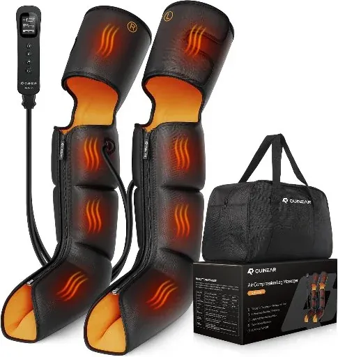 QUINEAR 3-in-1 Leg Compression Massager with Heat, 4-Zone Chambers