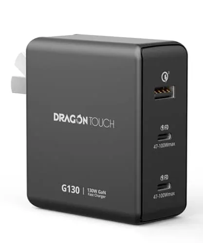 Dragon Touch 130W USB C Charger Block 3-in-1 GaN