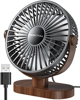 SWEETFULL 3 Speed 6.5" USB Small Desk Fan