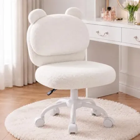 HUANUO Fluffy Vanity Chair w/ Bear Backrest