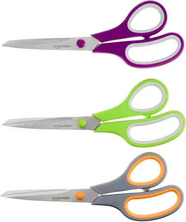 3-Pack Amazon Basics Multipurpose Stainless Steel Office Scissors