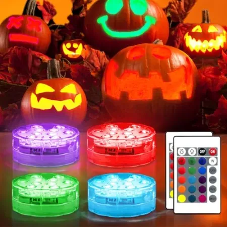 4-Pack Creatrek 16-Color Changing Jack O'Lantern Pumpkin Lights