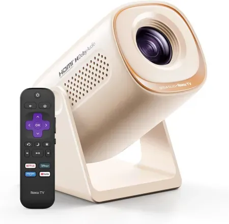 BIGASUO Roku TV Smart Projector with WiFi and Bluetooth