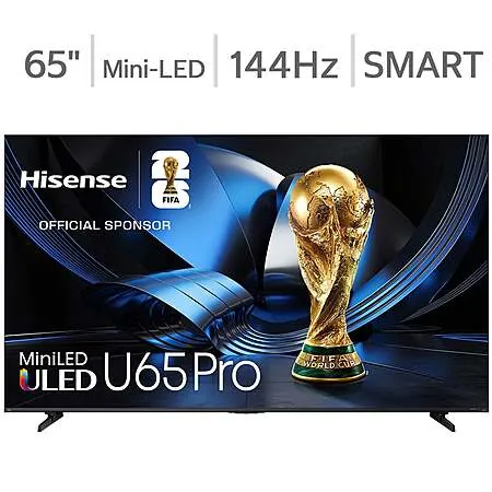 Costco Members: 65" Hisense U65 Pro 4K ULED MiniLED Smart TV + 5-Yr Warranty
