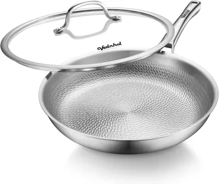 VEDNHOL 12" Non-Toxic Titanium Paella Pan with Lid