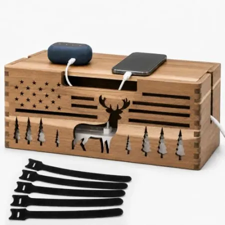 YanKiTour Acacia Wood Cable Management Box