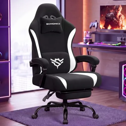 SONGMICS Ergonomic Desk/Gaming Chair with Footrest