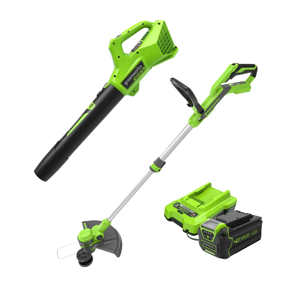 Greenworks 40V 13" Cordless String Trimmer and 350 CFM Leaf Blower Combo Kit with 4.0Ah Battery