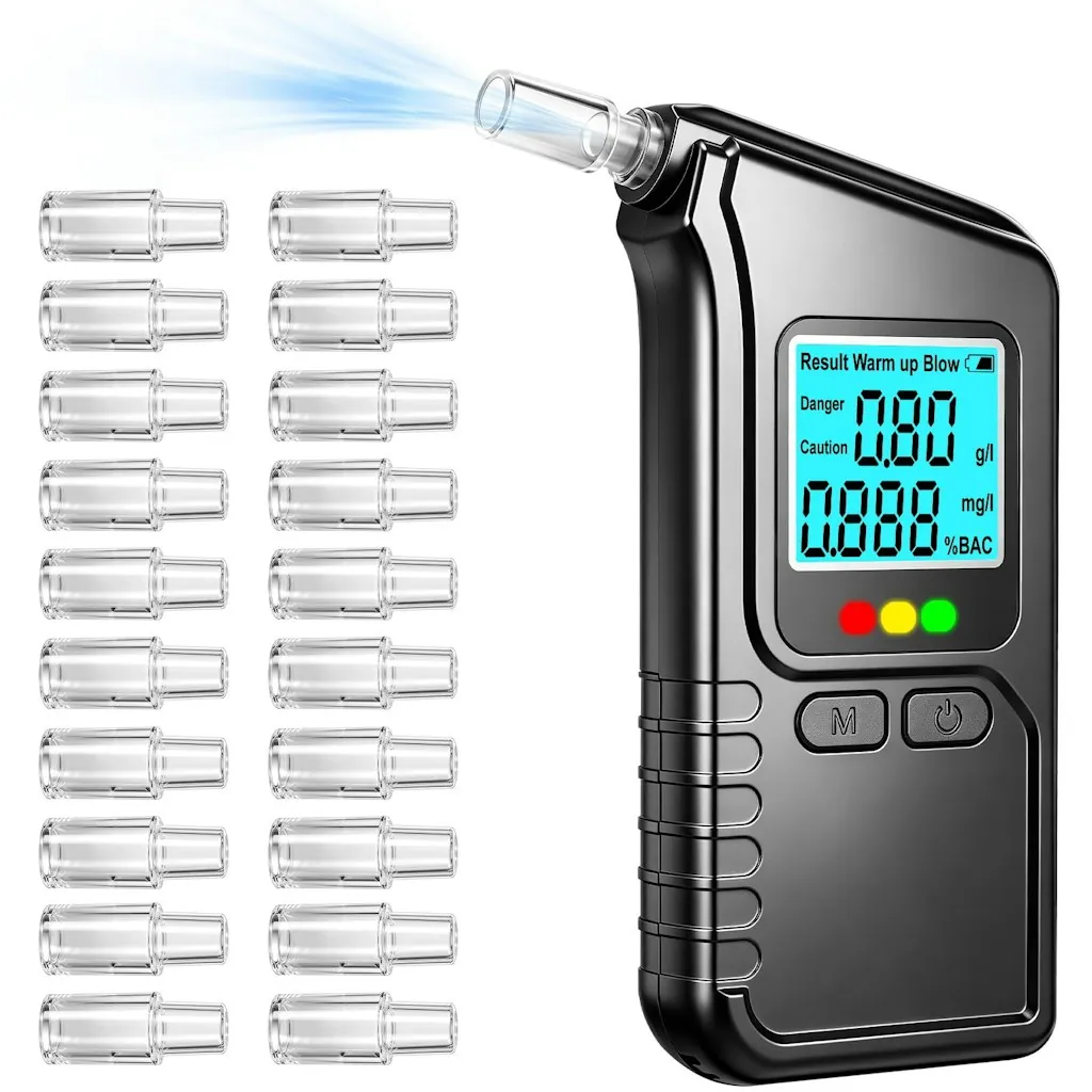 Portable Breathalyzer Digital BAC Tester w/ 20 Mouthpieces
