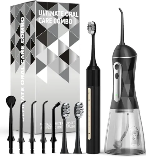 Lumivoid Multi-Speed Water Flosser & Sonic Electric Toothbrush with Brush Heads & Tips