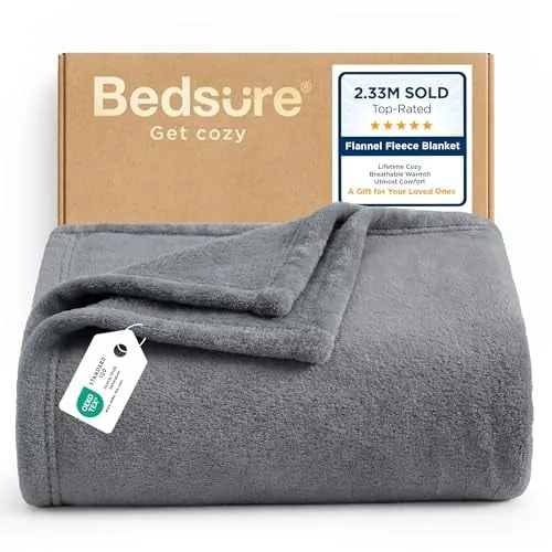 Bedsure Fleece Blanket Grey Throw