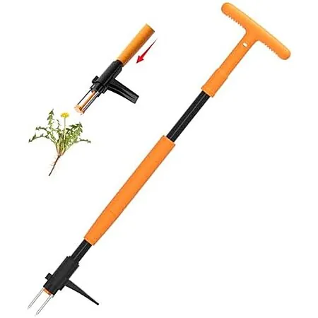 Stand-Up Weed Puller Tool w/ 3-Claw Steel Head