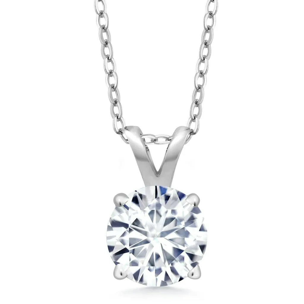 VossAgin 2.00 CTW Created Moissanite Solitaire Pendant Necklace