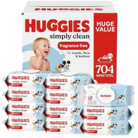 704-Count HUGGIES Simply Clean Fragrance-Free Baby Wipes (11 Flip-Top Packs)