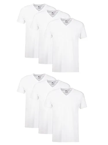Hanes Men's Cotton Moisture-Wicking V-Neck Tee Undershirts 6-Pack