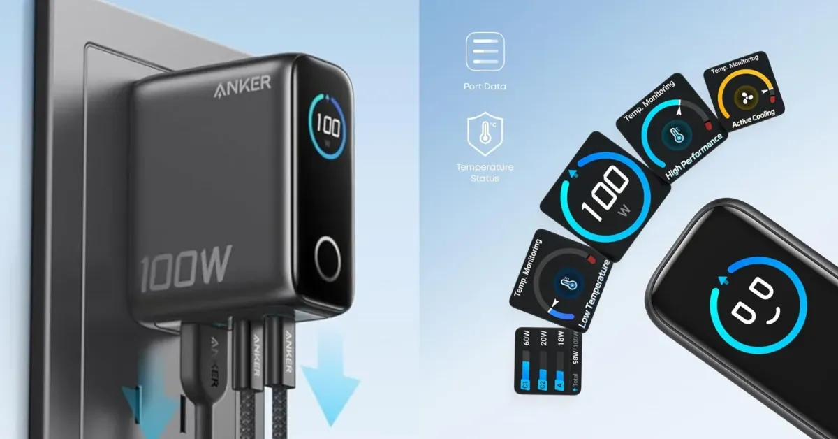 Anker’s compact and powerful 100W Smart Display Charger is