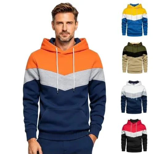 Men's Color Block Pullover Hoodie