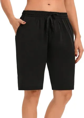 LUCKYCATCUS Women's Bermuda Shorts Jersey Shorts w/ Pockets