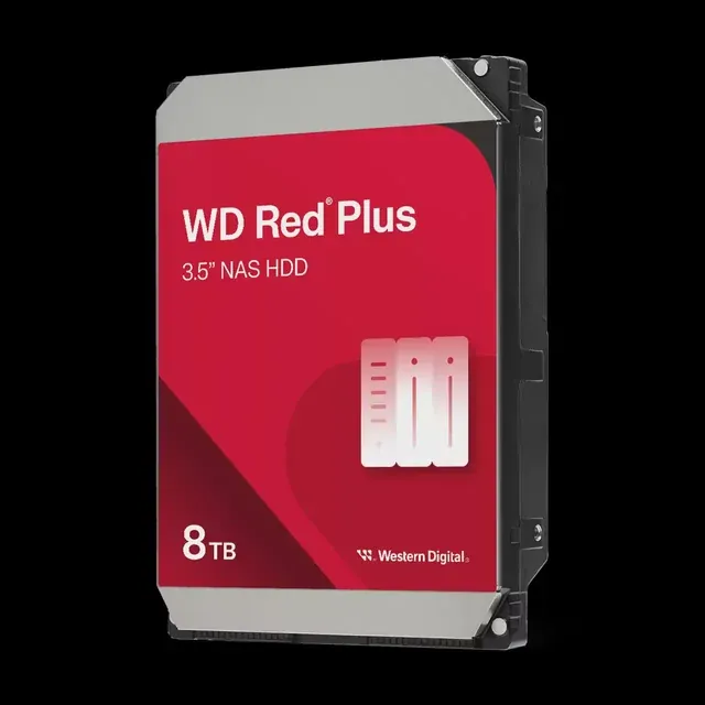 Western Digital 8TB WD Red Plus NAS SATA HDD, 3.5" HDD, 5640 RPM, 256MB Cache, CMR
