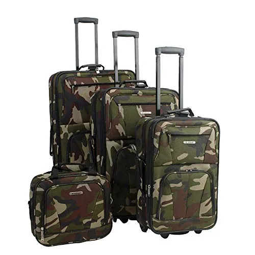 4-Piece Rockland Softside Expandable Luggage Set (14" Tote/19"/24"/28", Camo)