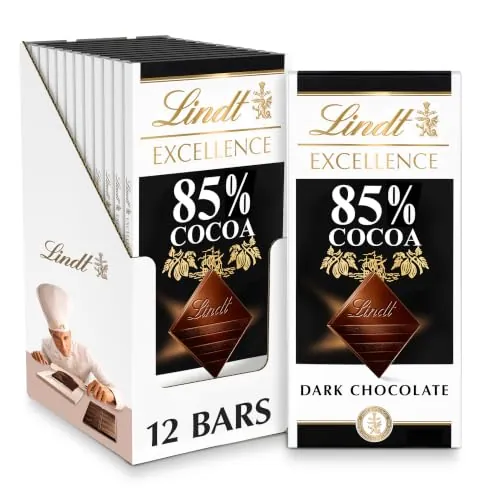 Lindt Excellence 85% Cocoa Dark Chocolate Candy Bar, 3.5 oz., 12 Pack