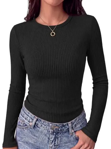 Ekouaer Long Sleeve Ribbed Slim Fit Undershirt