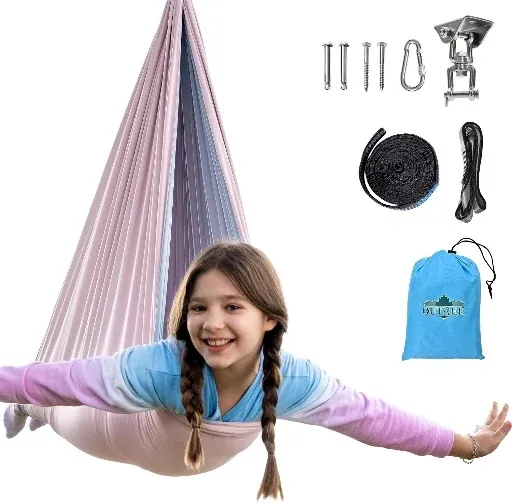 Double Layer Therapy Sensory Swing with 360° Swivel Hanger
