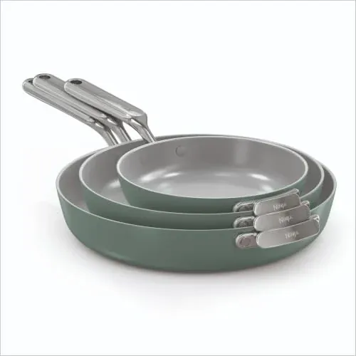 3-Piece Ninja NeverQuit Ceramic Fry Pan Set (4 Colors)