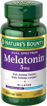 60-Count Nature's Bounty Melatonin 5mg Dual Spectrum Bi-Layer Tablets