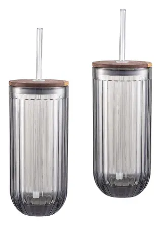 2-Pack Better Homes and Gardens Ribbed Sipper w/ Acacia Wood Lid