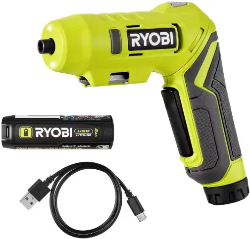 Ryobi USB Lithium Screwdriver Kit with 2Ah and 3Ah USB Batteries (3-Battery Set)