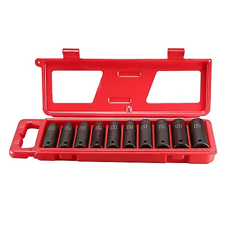 Select Stores: 10-Pc JobSmart 1/2" Drive Deep Impact Socket Set (Metric or SAE)